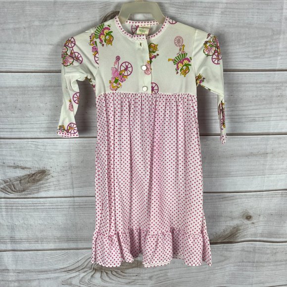 NWT Vintage Isaacson Carrio Girls Size 2T Sleepwear Set Gown & Robe Girl Bicycle - Picture 8 of 11
